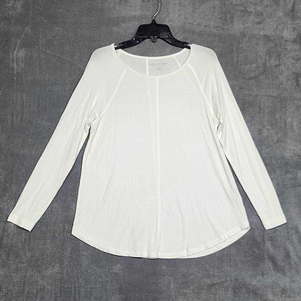 Soft Surroundings Long Sleeve Tee Shirt Soft‎ Cozy Medium Ivory/White
